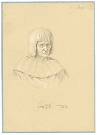 William J. Tipping, Portrait of Louis XII – Original 1856 graphite drawing