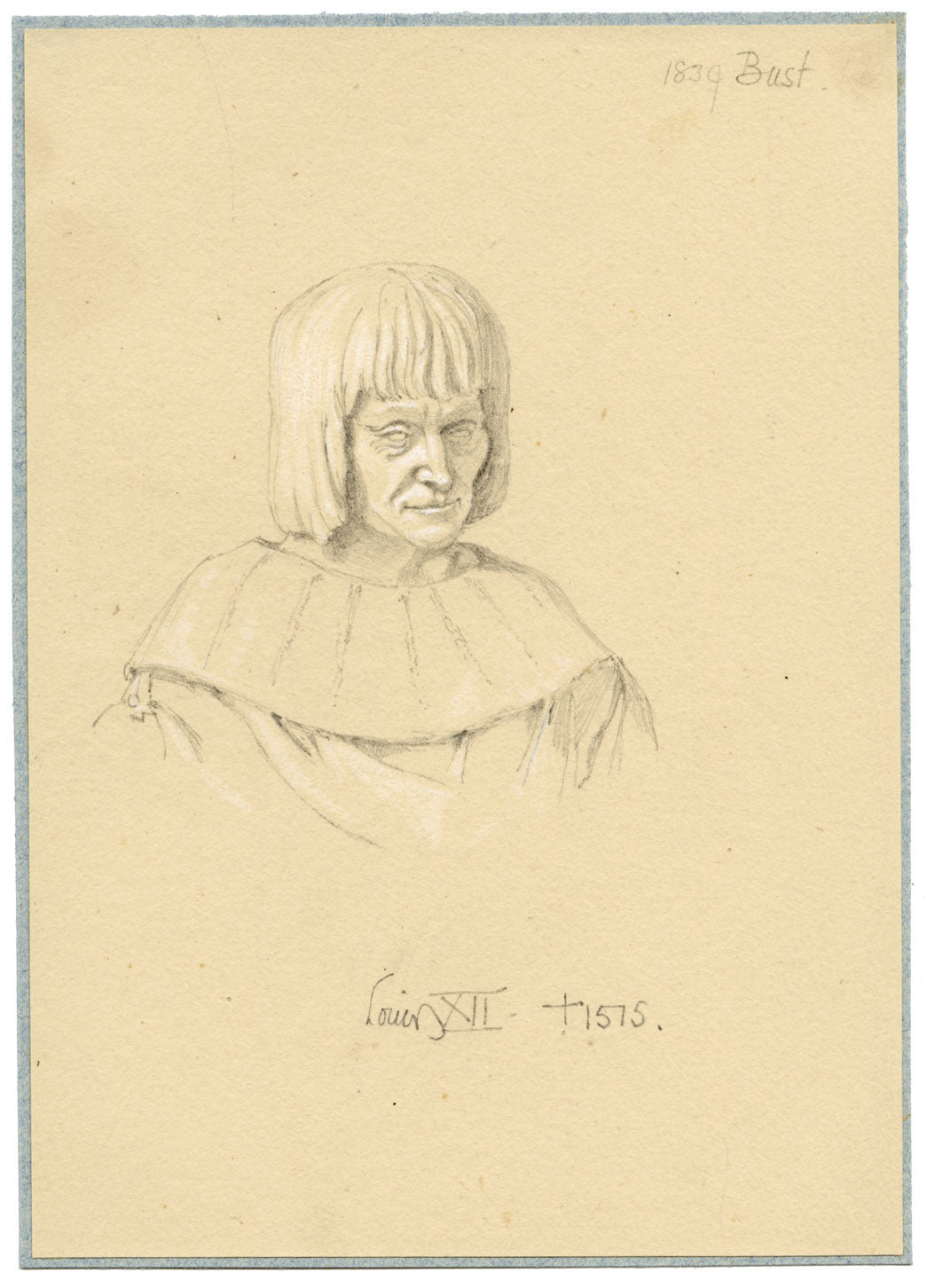 William J. Tipping, Portrait of Louis XII – Original 1856 graphite drawing