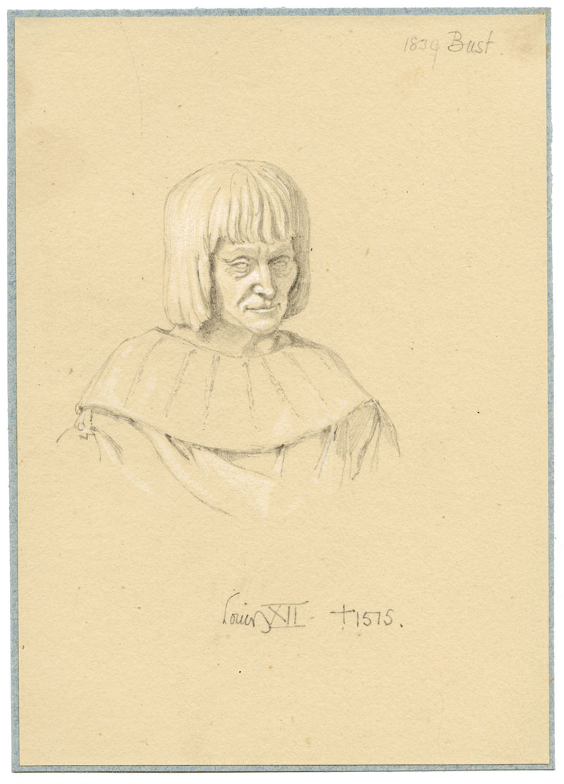 William J. Tipping, Portrait of Louis XII – Original 1856 graphite drawing