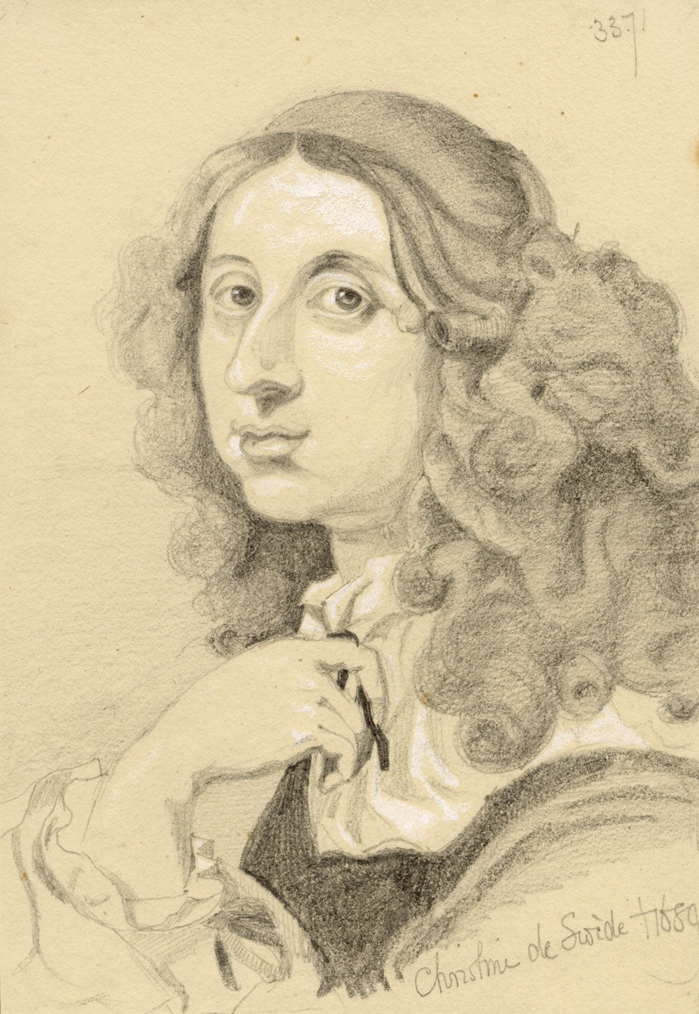 William J. Tipping, Portrait of Christina, Queen of Sweden – 1856 drawing