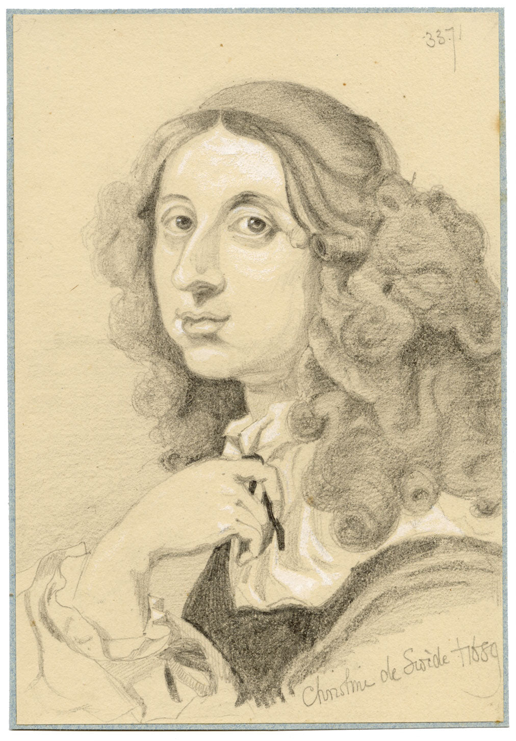 William J. Tipping, Portrait of Christina, Queen of Sweden – 1856 drawing