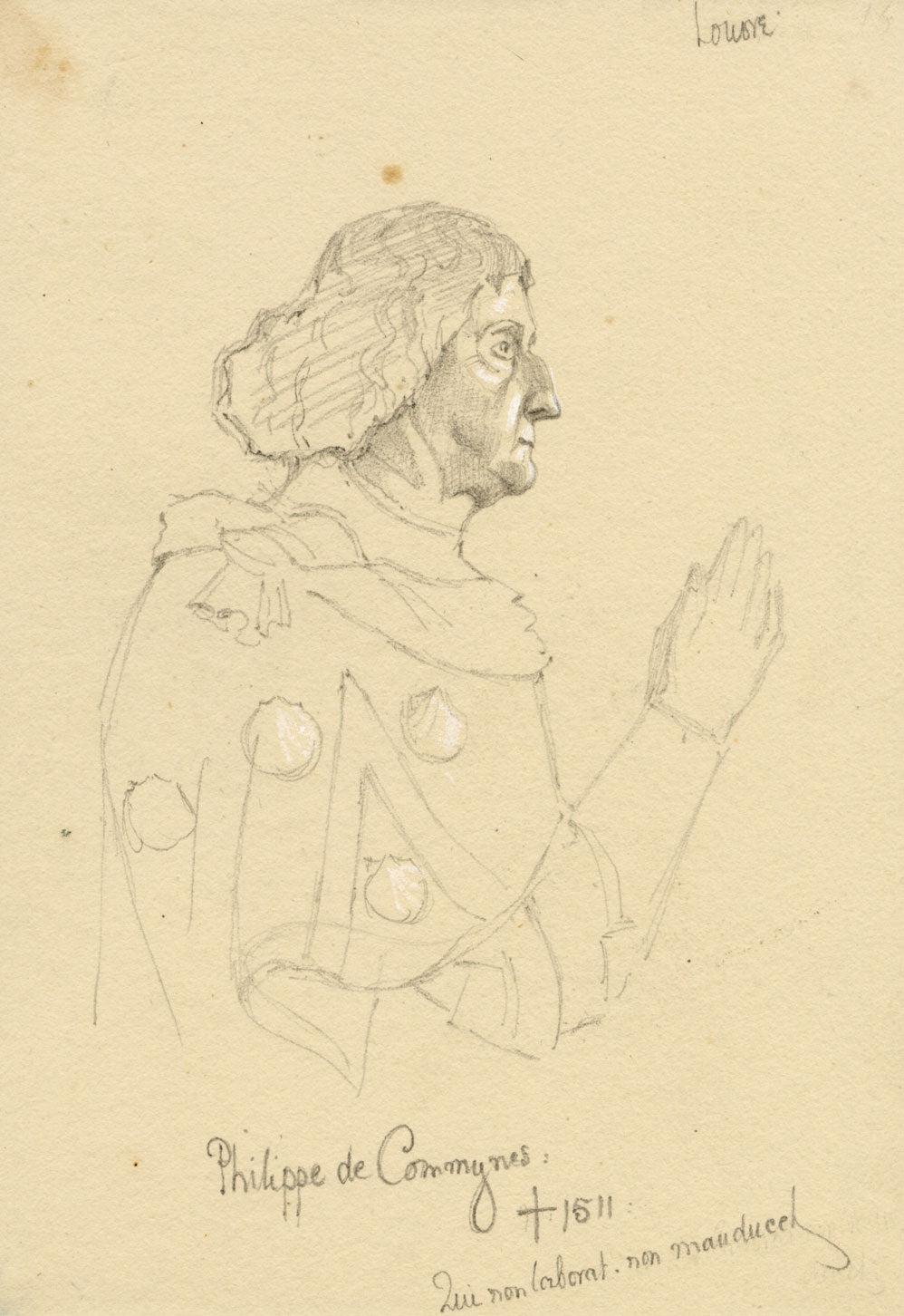 William J. Tipping, Portrait of Philippe de Commines – 1856 graphite drawing
