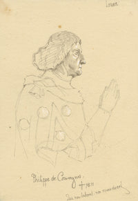 William J. Tipping, Portrait of Philippe de Commines – 1856 graphite drawing