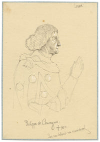 William J. Tipping, Ritratto di Philippe de Commines – disegno a grafite del 1856