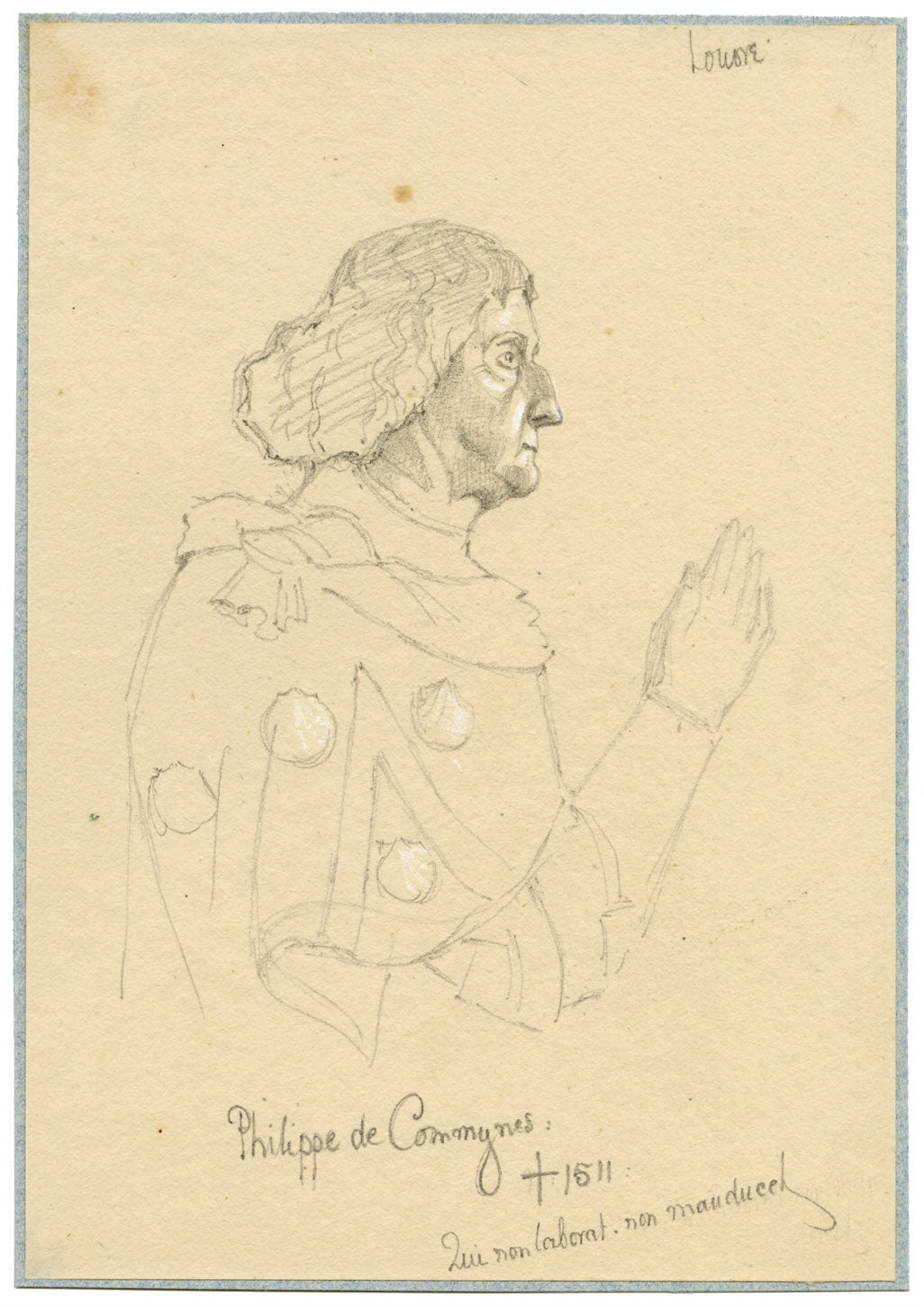 William J. Tipping, Ritratto di Philippe de Commines – disegno a grafite del 1856