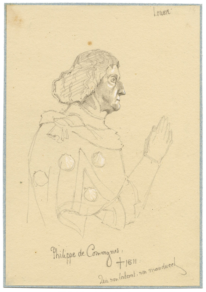 William J. Tipping, Ritratto di Philippe de Commines – disegno a grafite del 1856