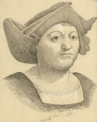 William J. Tipping, Portrait of Christopher Columbus – 1856 graphite drawing