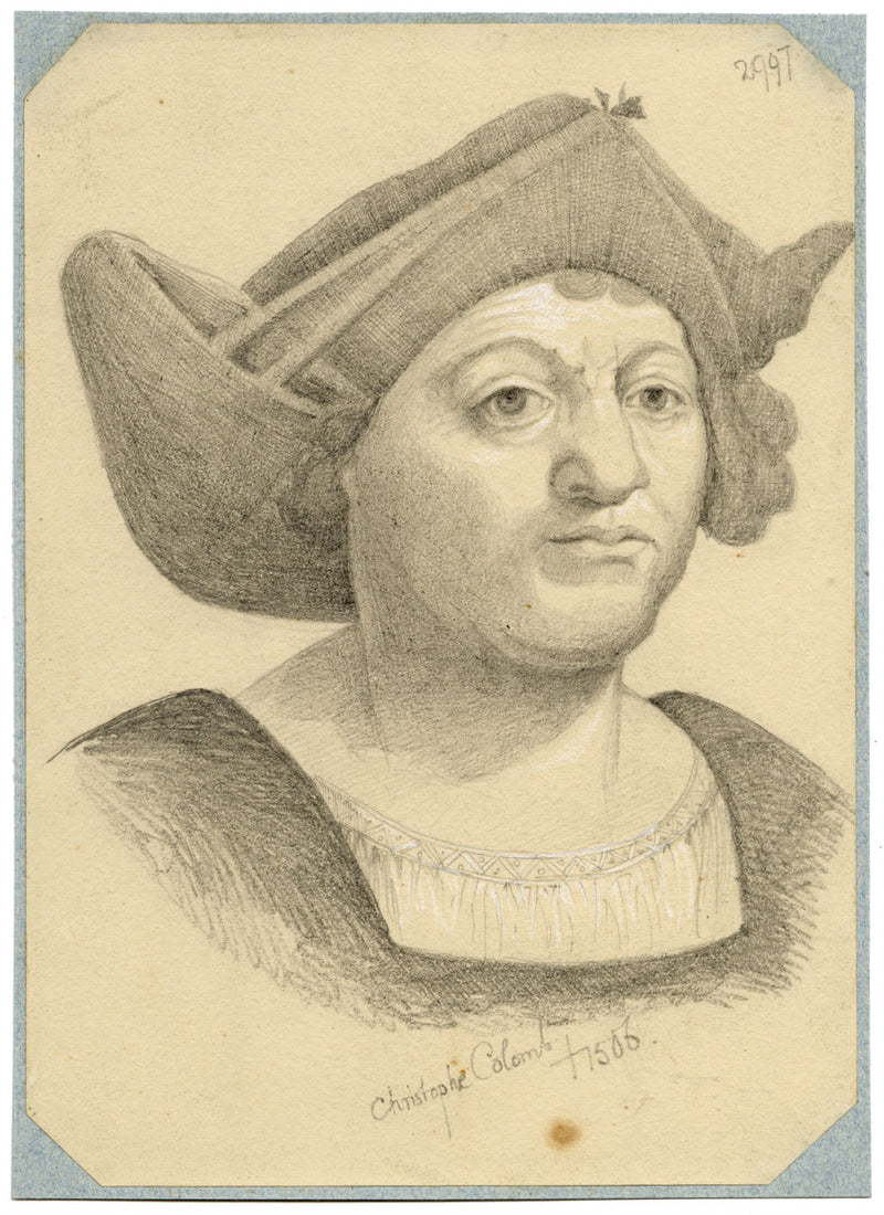 William J. Tipping, Ritratto di Cristoforo Colombo – disegno a grafite del 1856