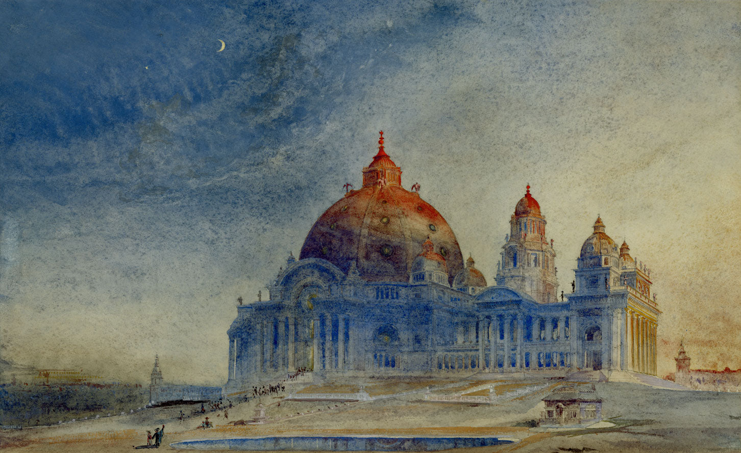 Architectural Capriccio Monumental Church Design–late C19th watercolour painting