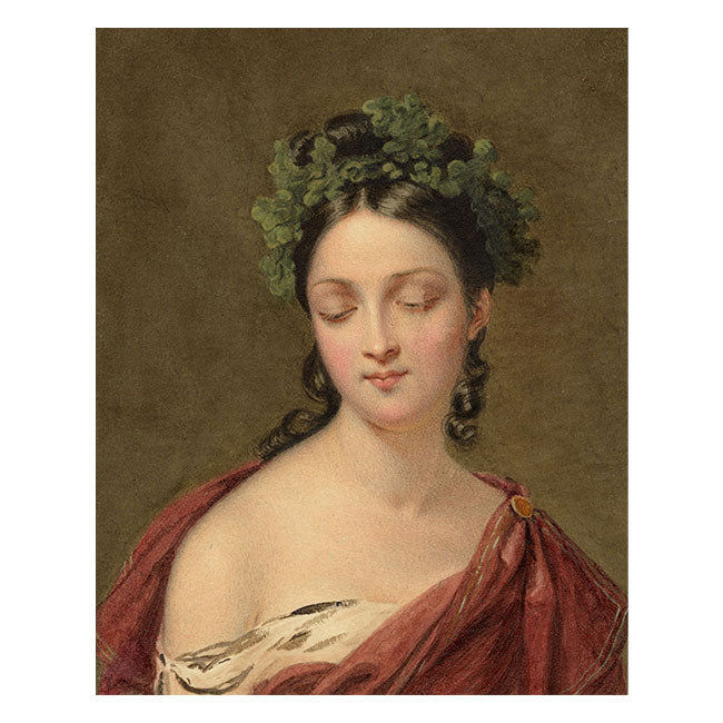 Portrait of a Bacchante – Original early 19th-century watercolour painting