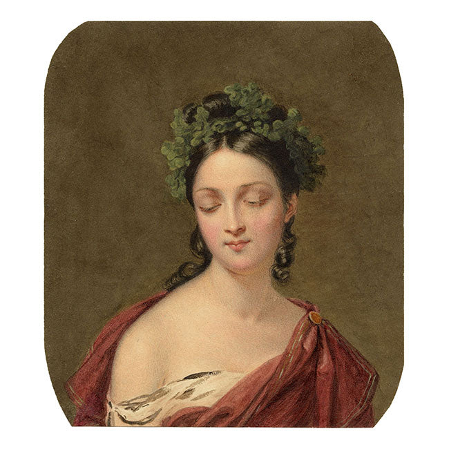 Portrait of a Bacchante – Original early 19th-century watercolour painting