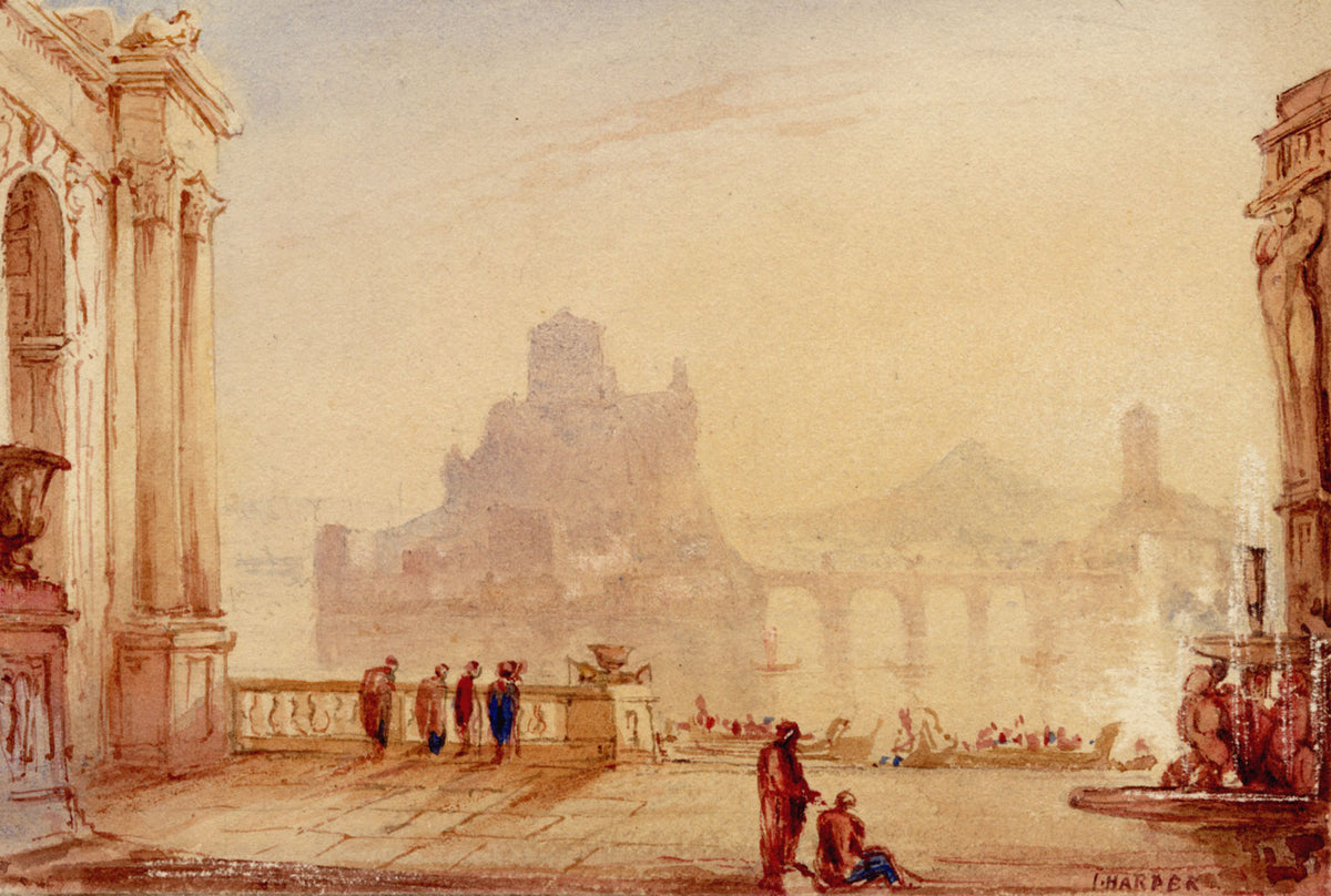 John Harper, Italianate Architectural Capriccio – early C19th ink & wash drawing