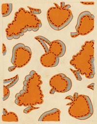 Textile Design, Atelier Testemale Paris: Orange Stitched Fruit –c.1960s painting