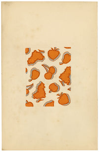 Textile Design, Atelier Testemale Paris: Orange Stitched Fruit –c.1960s painting