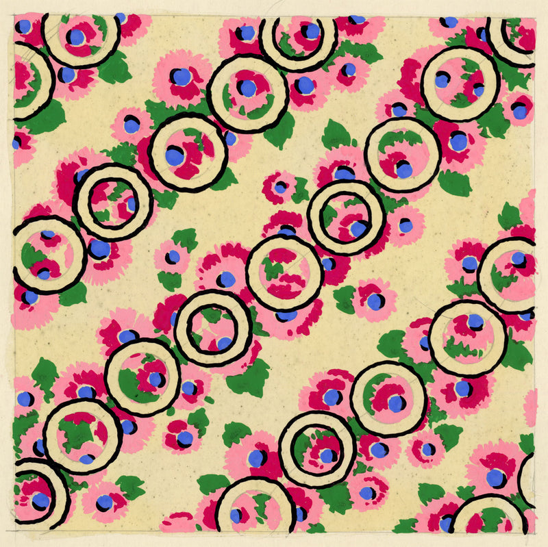 Textile Design, Atelier Testemale Paris: Pink Ditsy Flower Pop –c.1960s painting