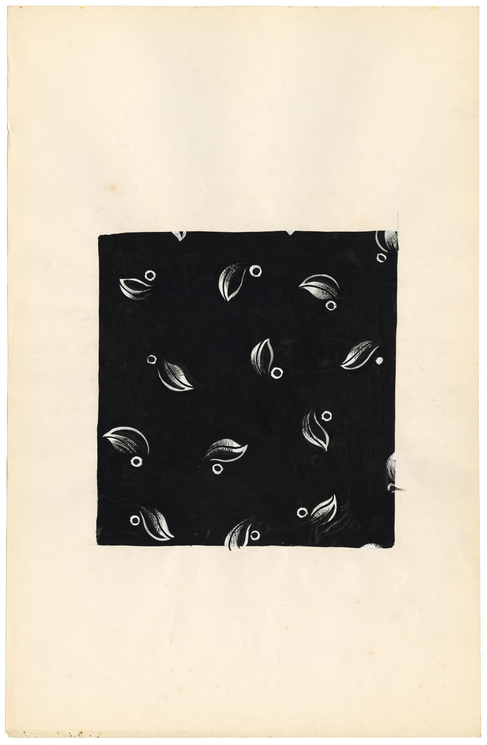 Diseño textil, Atelier Testemale París: Hoja en blanco y negro – pintura de los años 60