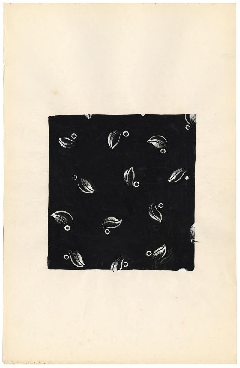 Diseño textil, Atelier Testemale París: Hoja en blanco y negro – pintura de los años 60