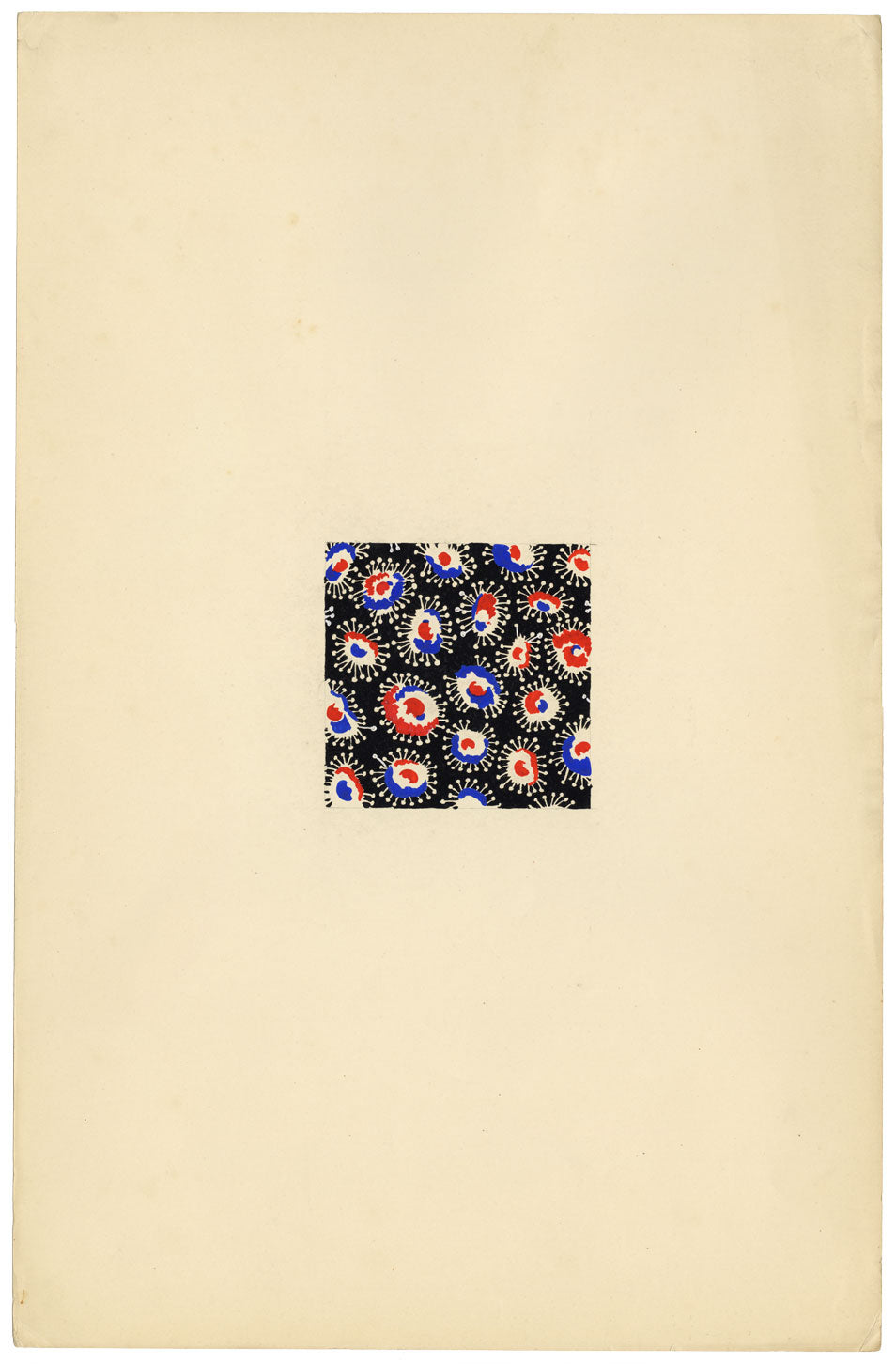 Textile Design, Atelier Testemale Paris: Red & Blue Atomic –c.1960s painting