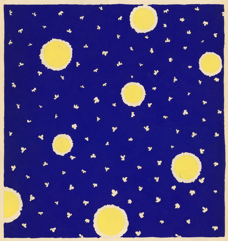 Textile Design, Atelier Testemale Paris: Royal Blue Sun Spot –c.1960s painting