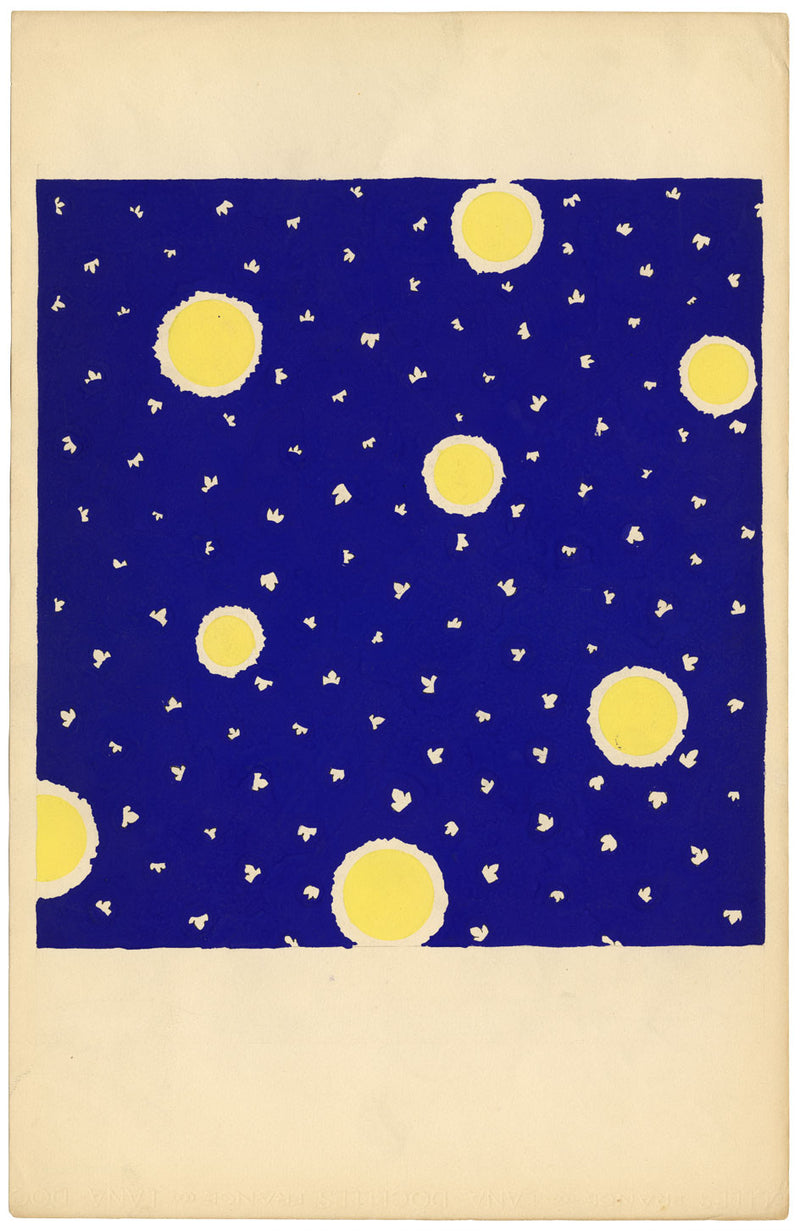 Textile Design, Atelier Testemale Paris: Royal Blue Sun Spot –c.1960s painting