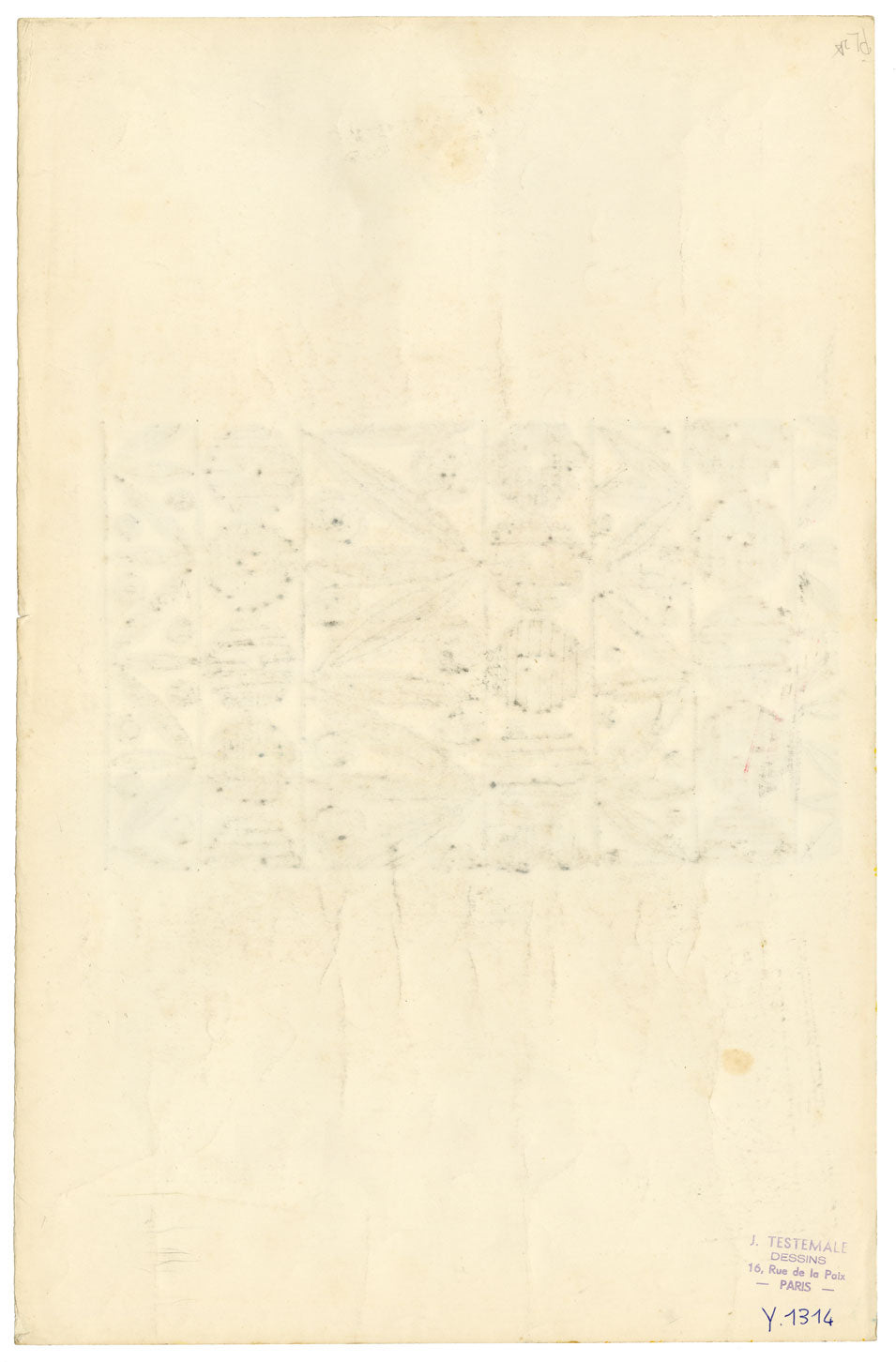 Textile Design, Atelier Testemale Paris: Navy Blue Flower Block –c1960s painting