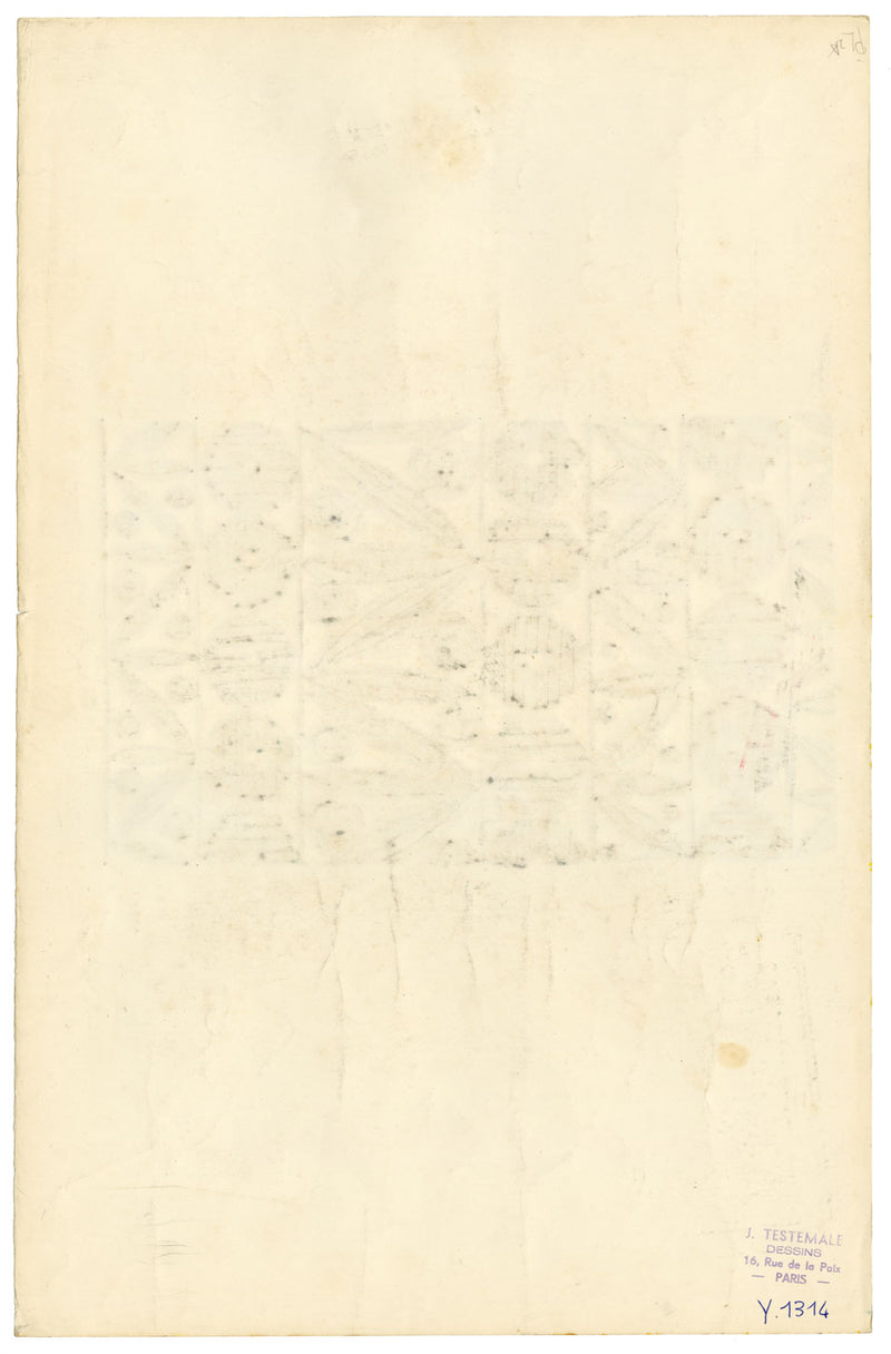 Textile Design, Atelier Testemale Paris: Navy Blue Flower Block –c1960s painting