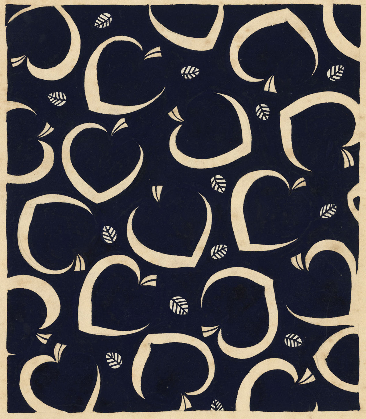 Textile Design, Atelier Testemale Paris: Navy Blue Peach –c.1960s painting
