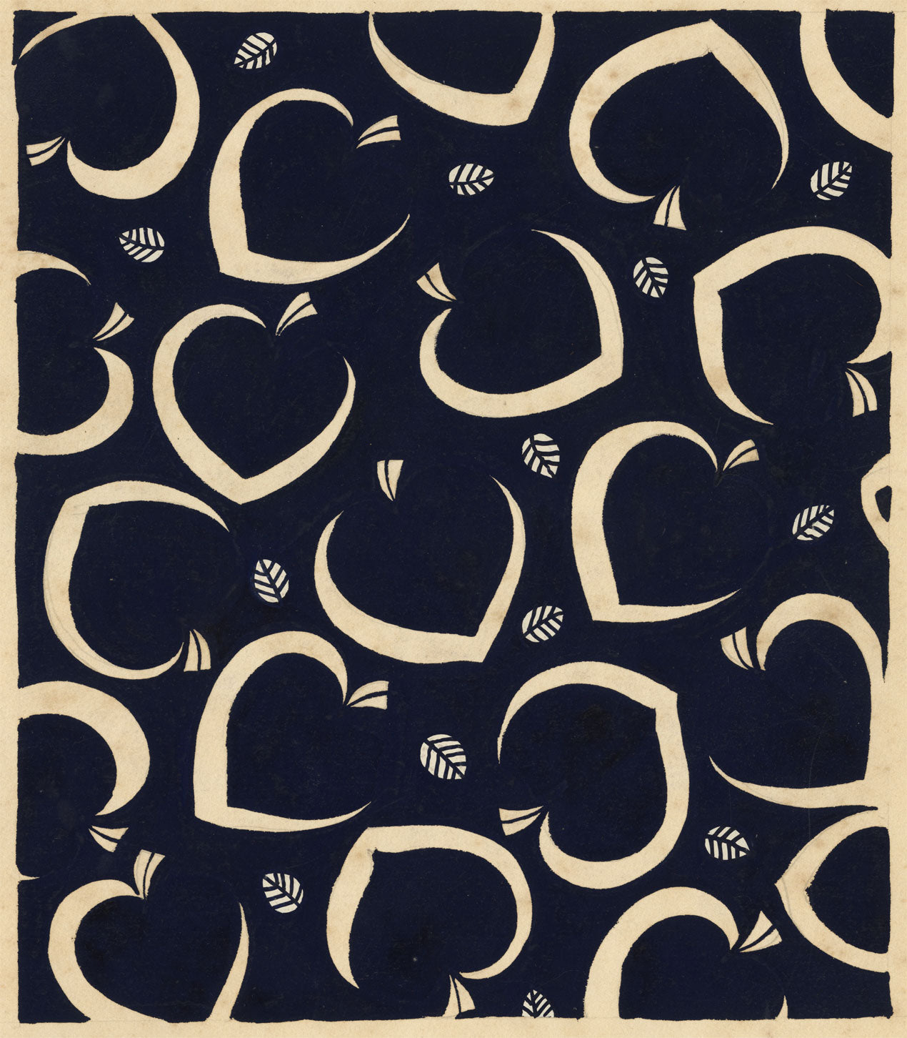 Textile Design, Atelier Testemale Paris: Navy Blue Peach –c.1960s painting