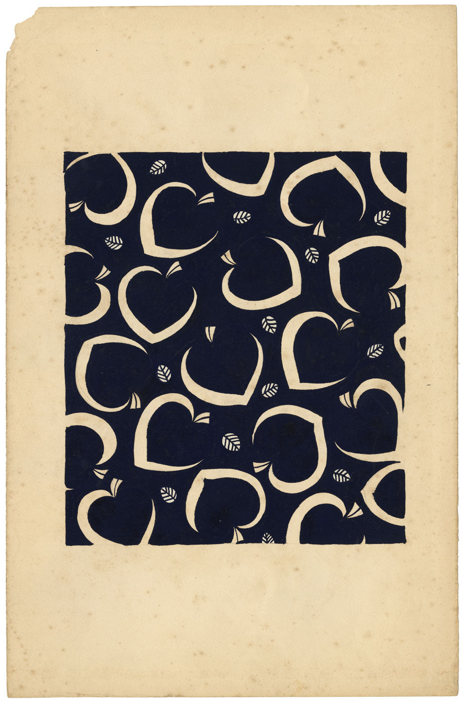 Textile Design, Atelier Testemale Paris: Navy Blue Peach –c.1960s painting