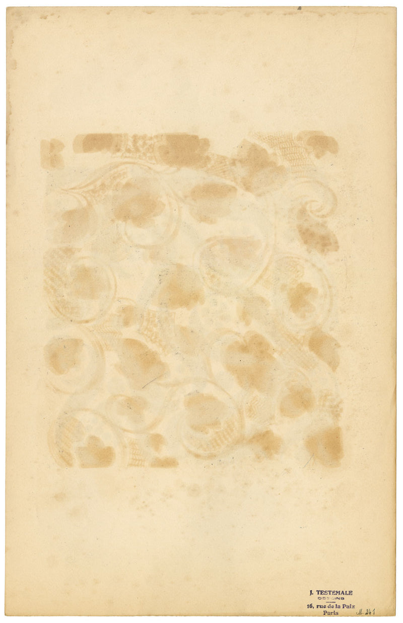 Textile Design, Atelier Testemale Paris: Navy Blue Berry Scroll –c1960s painting