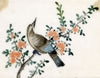 Antique 19th-century Chinese Pith Painting – Flycatcher Bird on Flowering Branch