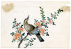 Antique 19th-century Chinese Pith Painting – Flycatcher Bird on Flowering Branch