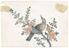 Antique 19th-century Chinese Pith Painting – Flycatcher Bird on Flowering Branch