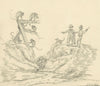 H.D.B., Monkey Hunters – Original 1828 graphite drawing
