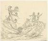H.D.B., Monkey Hunters – Original 1828 graphite drawing