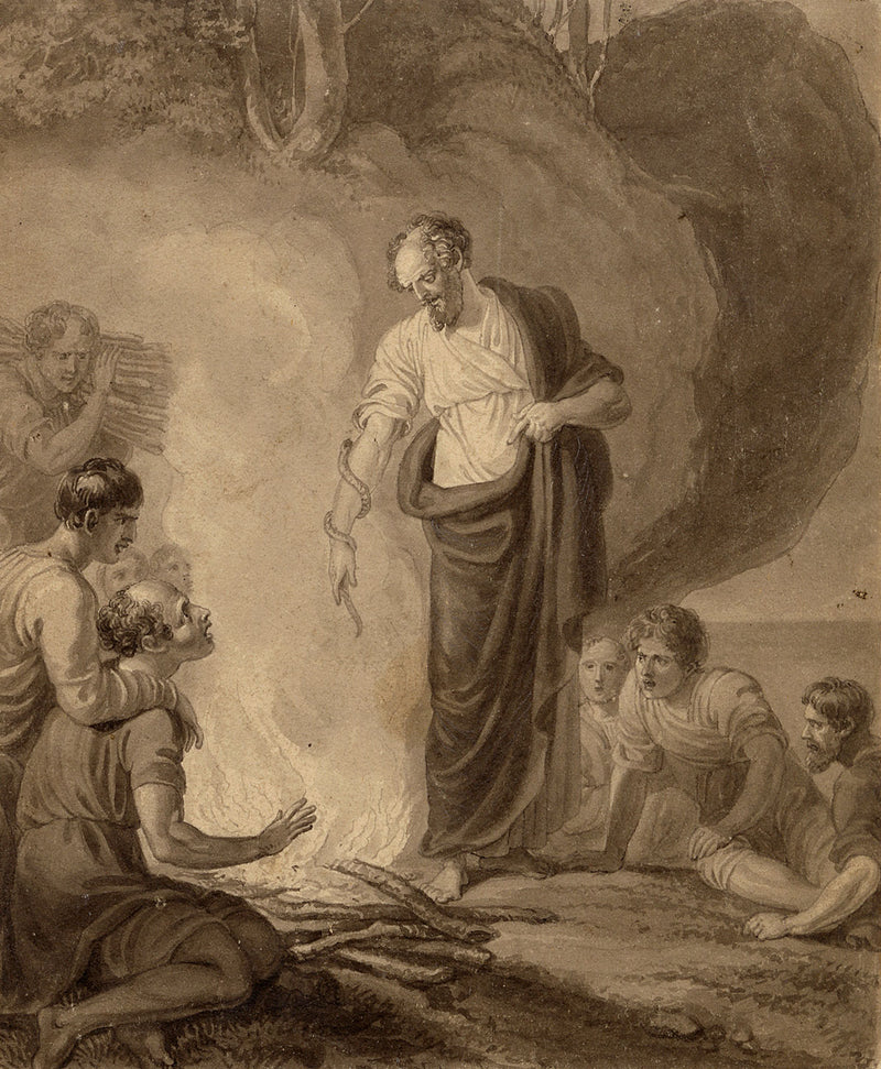 Richard Westall RA, St Paul and the Viper – Original 1806 watercolour painting