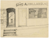 Eleanor Hughes RI, Alfred Holland Butcher's, Battle, Sussex – 1920 drawing