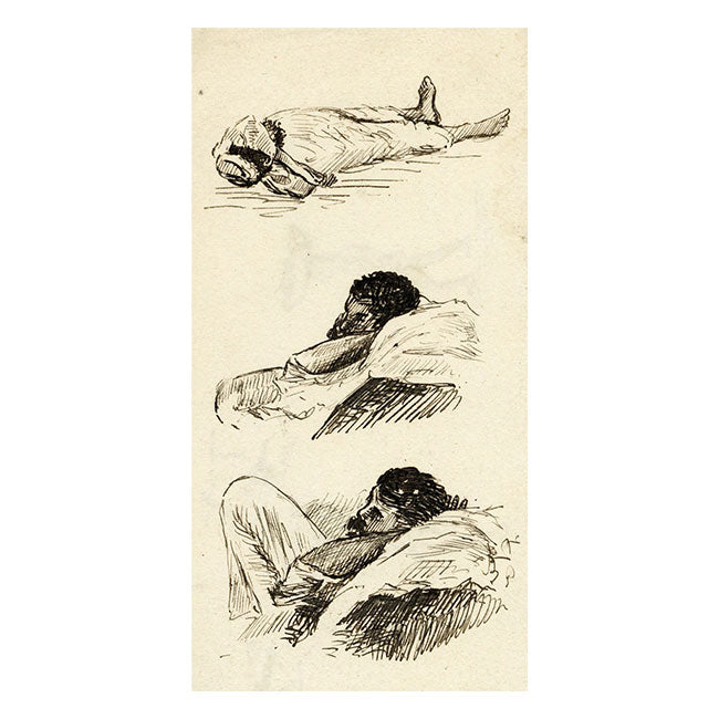 M.H. Beattie, British India: Figure Studies – Original c.1880s pen & ink drawing