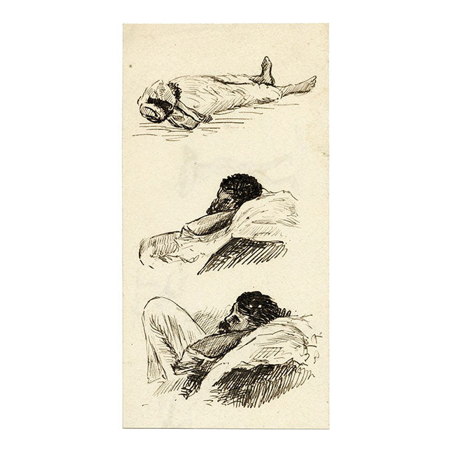 MH Beattie, India británica: Estudios de figuras – Dibujo original a pluma y tinta de la década de 1880