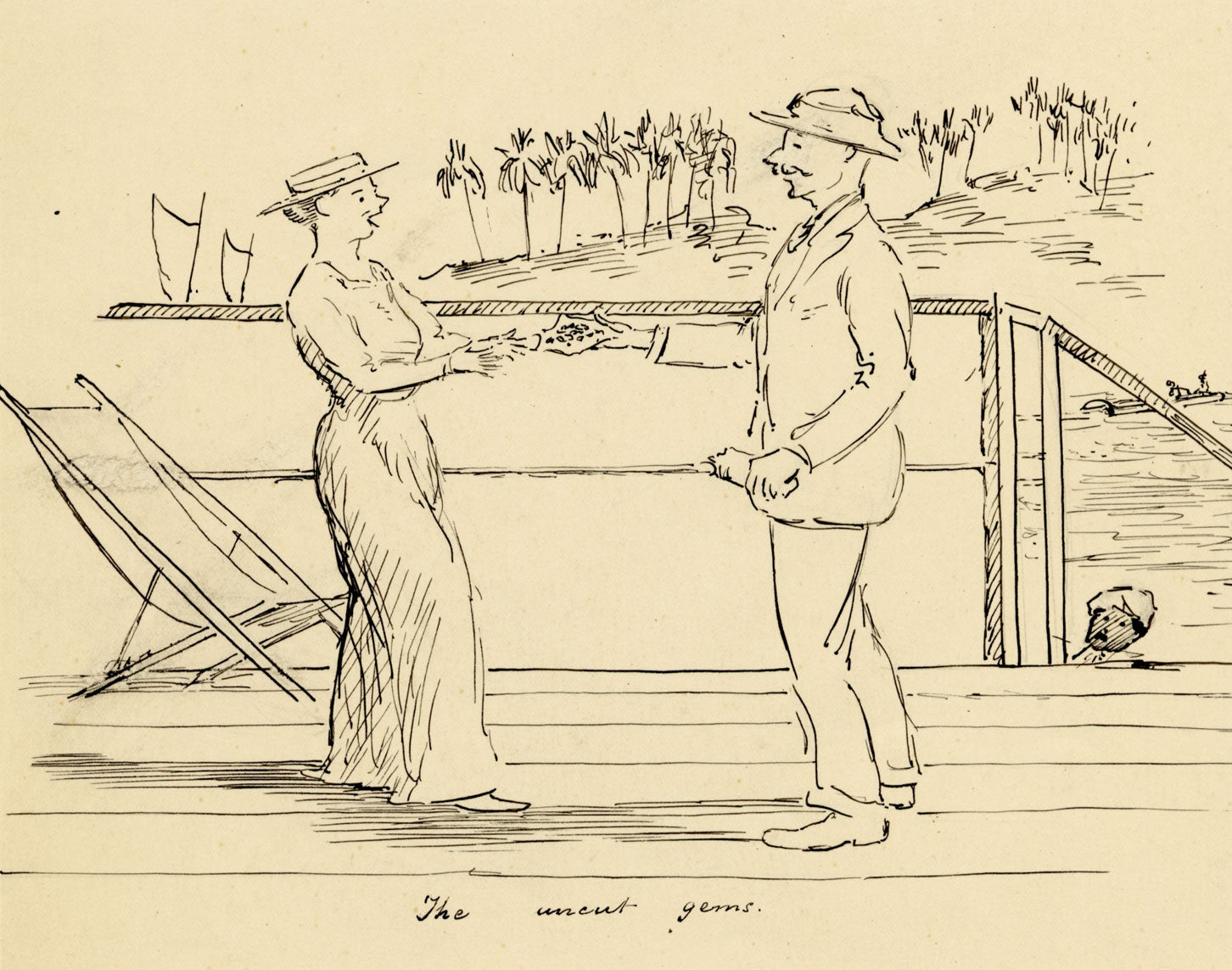 M.H. Beattie, British Ceylon: Uncut Gems at Trincomalee – c.1880s ink drawing