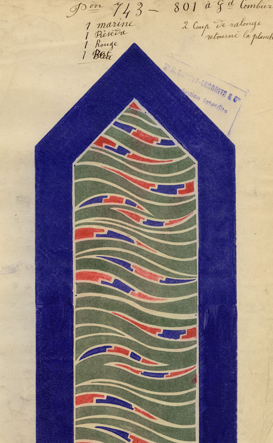 Antique Lyon Silk Design by Combier – Block Printed by Brunet-Lecomte c.1908