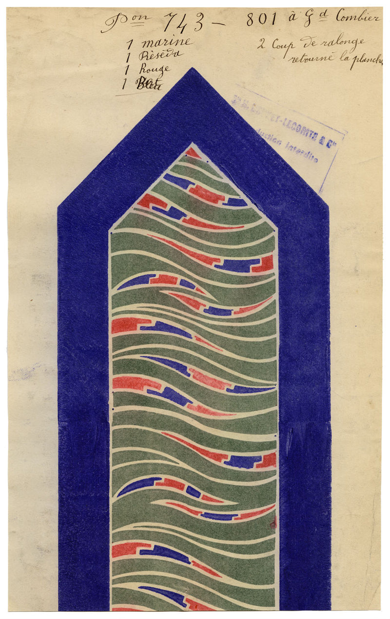 Antique Lyon Silk Design by Combier – Block Printed by Brunet-Lecomte c.1908