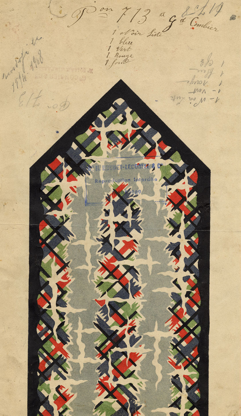 Antique Lyon Silk Design by Combier – Block Printed by Brunet-Lecomte c.1908