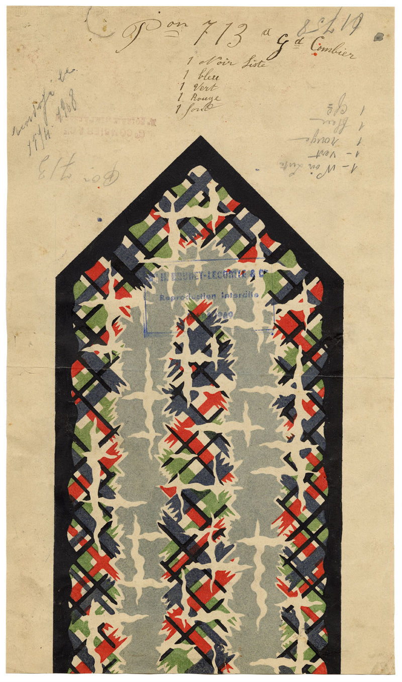 Antique Lyon Silk Design by Combier – Block Printed by Brunet-Lecomte c.1908