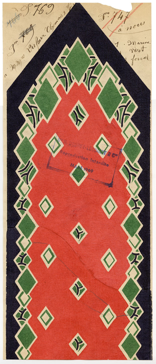 Antique Lyon Silk Design by Combier – Block Printed by Brunet-Lecomte c.1908