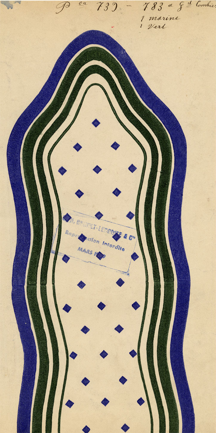 Antique Lyon Silk Design by Combier – Block Printed by Brunet-Lecomte c.1908