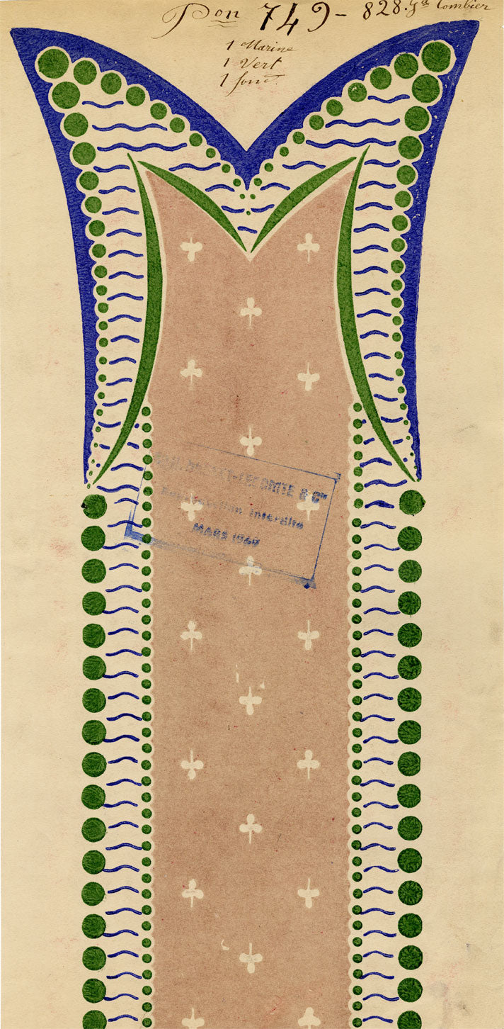 Antique Lyon Silk Design by Combier – Block Printed by Brunet-Lecomte c.1908