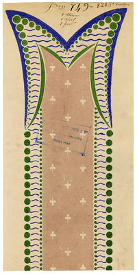 Antico disegno di seta di Lione di Combier – Stampa a blocchi di Brunet-Lecomte c.1908