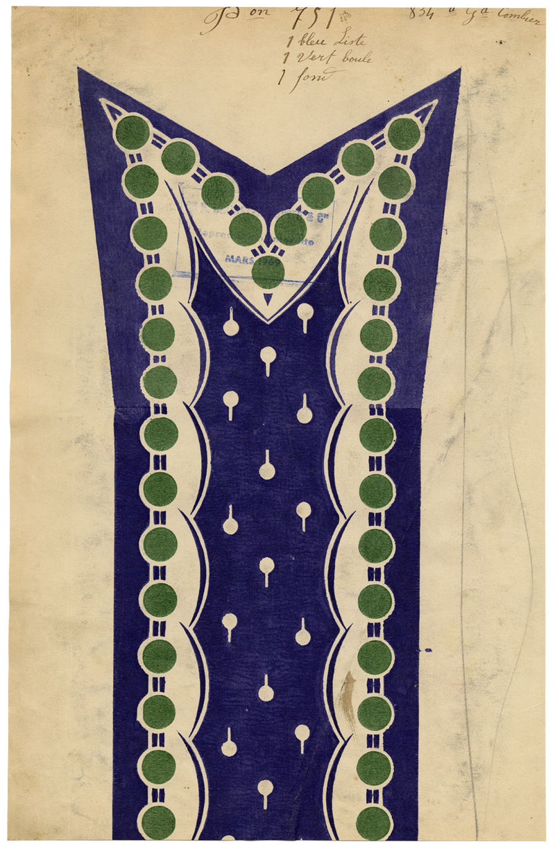 Antique Lyon Silk Design by Combier – Block Printed by Brunet-Lecomte c.1908
