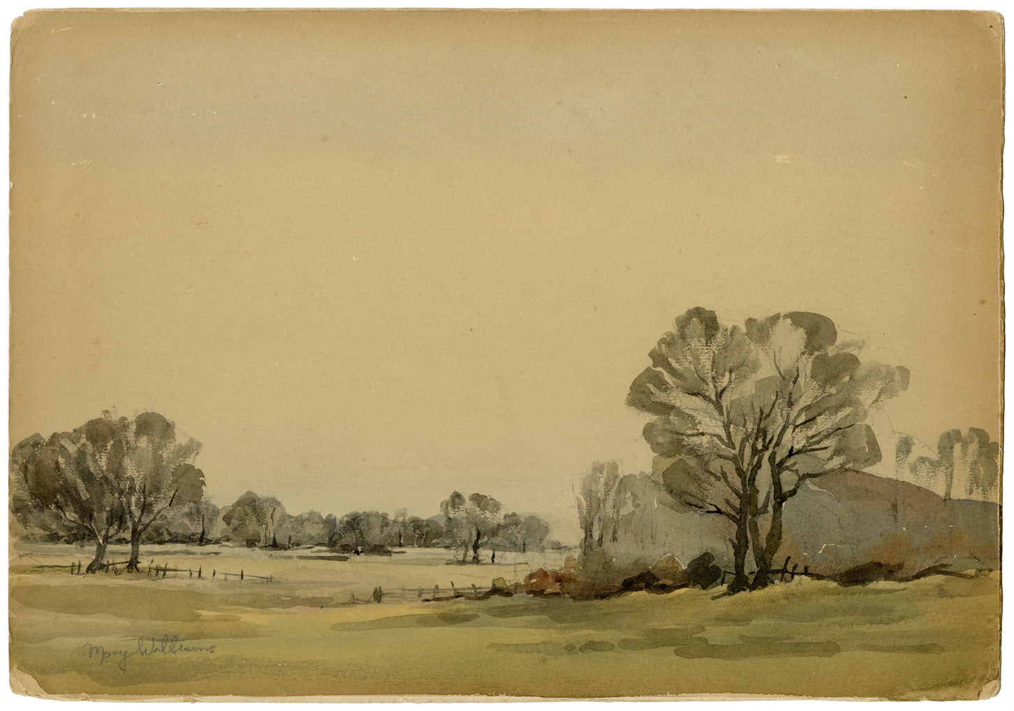 Mary Williams RWA, Canal Banks, Devon – Original 1937 watercolour painting